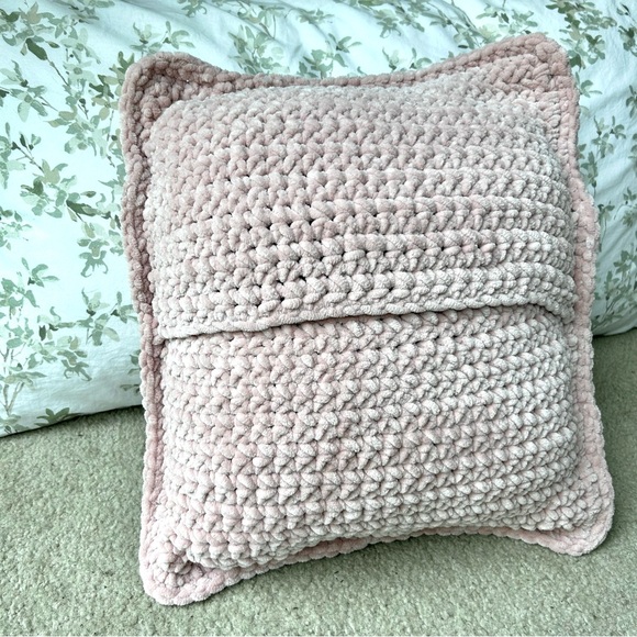 Handmade Bobble Pillow - Insert Included - Blush Pink Crochet Pillow Cover - Picture 3 of 4